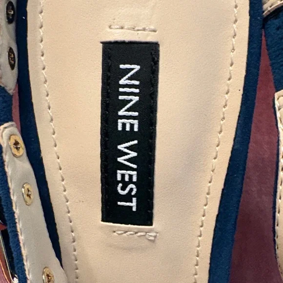 Nine West Teal Blue Suede Slingback Pointed-Toe Pumps - Picture 7 of 7